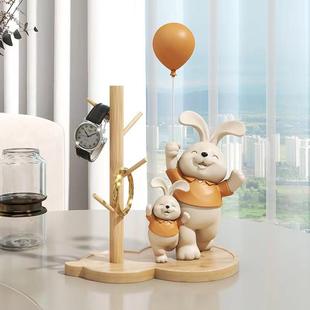 创意亲子兔收纳月球灯落地摆件家居客厅电视柜沙发边乔迁新居装 饰