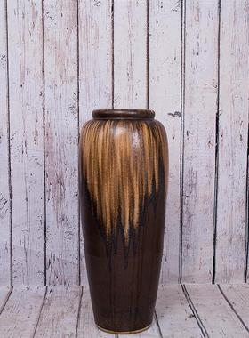 景德镇陶瓷大花瓶三件套家居客厅复古软装摆件落地抽象陶瓷大花瓶