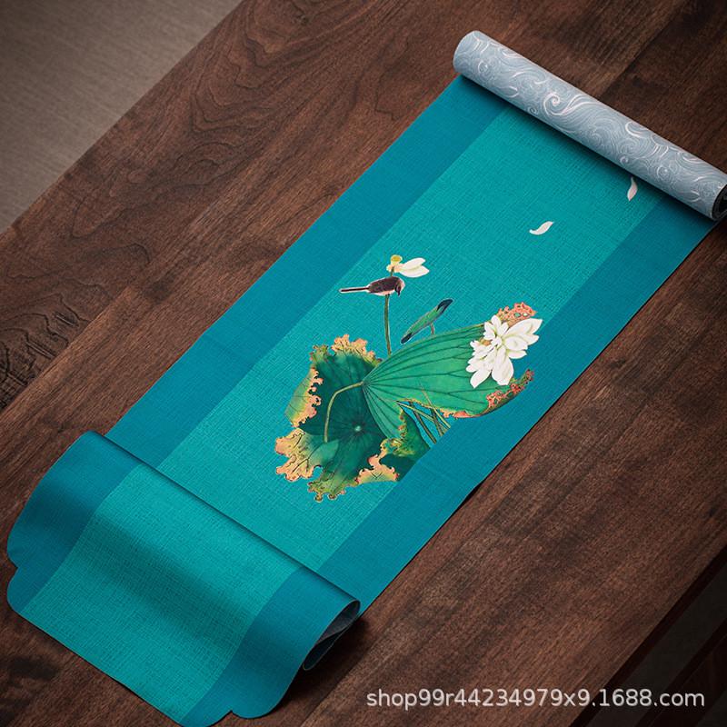 国潮风丝绒茶席茶具配件茶台桌垫中式茶旗桌布茶垫布国潮绒面茶席