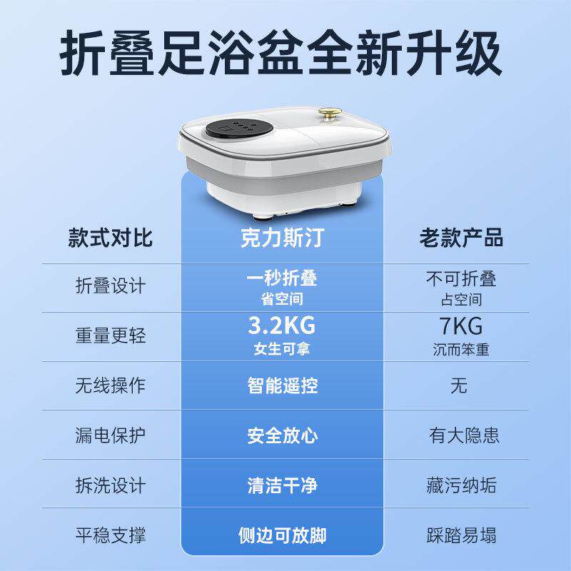 可折叠足浴盆便携电动恒温按摩盆足底泡脚桶家用自动加热足疗机