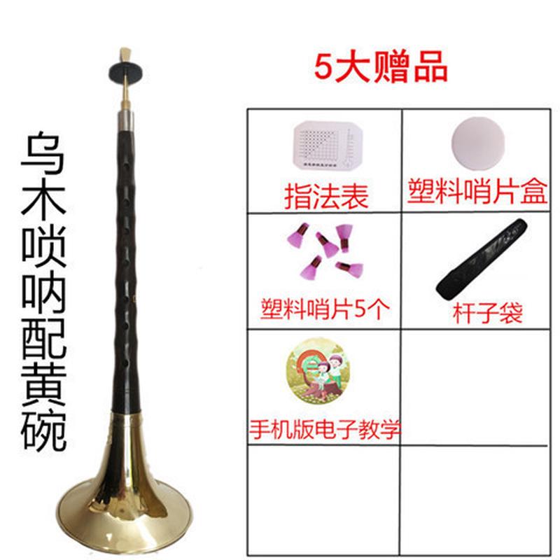 包邮乐器锁呐黑檀乌木d唢呐初学者d调全套送哨盒芯子