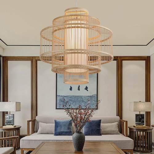 竹编吊灯中式竹艺灯笼日式竹灯餐厅禅意单头灯具茶室民宿火锅店灯