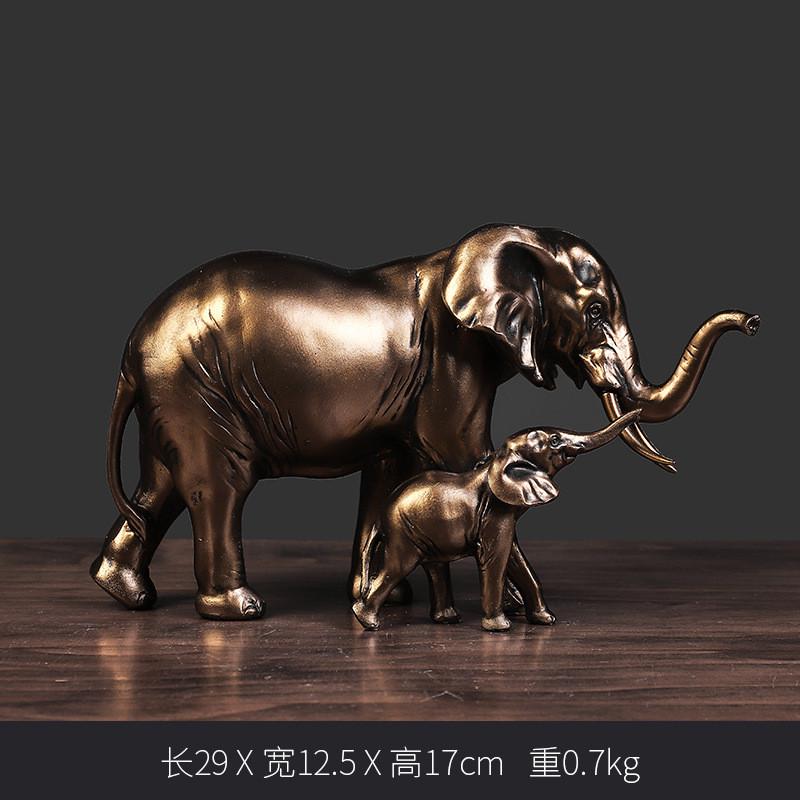 厂家一手树脂美式复古子母大象摆件酒柜装饰工艺品书柜办公室摆设