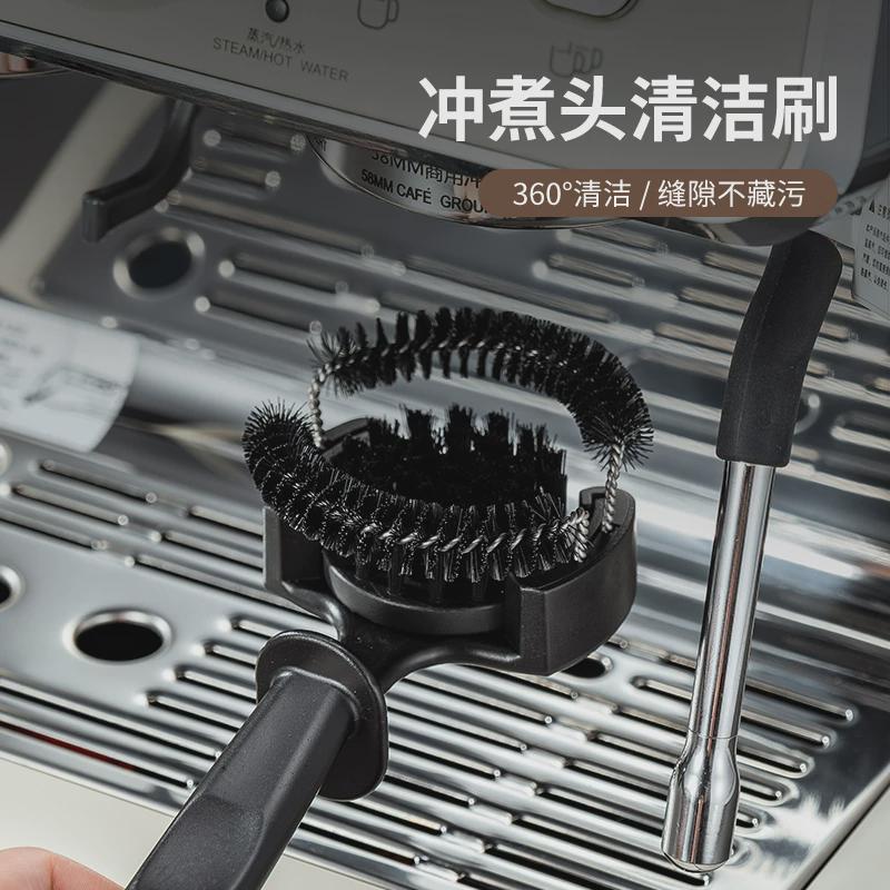 意式咖啡机冲煮头清洁刷器具51MM—58MM专用毛刷可拆卸圆头清洁刷