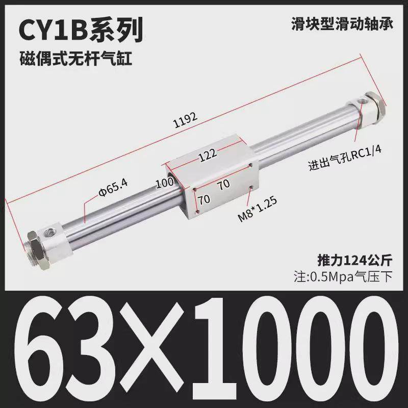 cy1s无杆气缸带滑导轨道行程-10/20/25/32-100/200磁偶式长rmt
