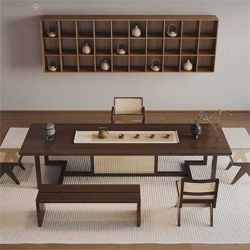 侘寂风实木茶桌椅组合办公室新中式茶台泡茶台阳台客厅大板功夫