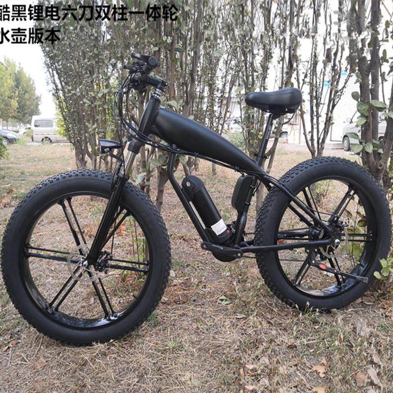 26寸沙滩助力自行车锂电雪地车一体轮铝合金山地自行车4.0胖胎车