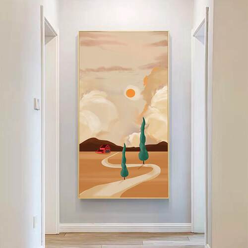 北欧挂画温馨风景入户走廊过道壁画竖版现代简约玄幻玄关装饰画