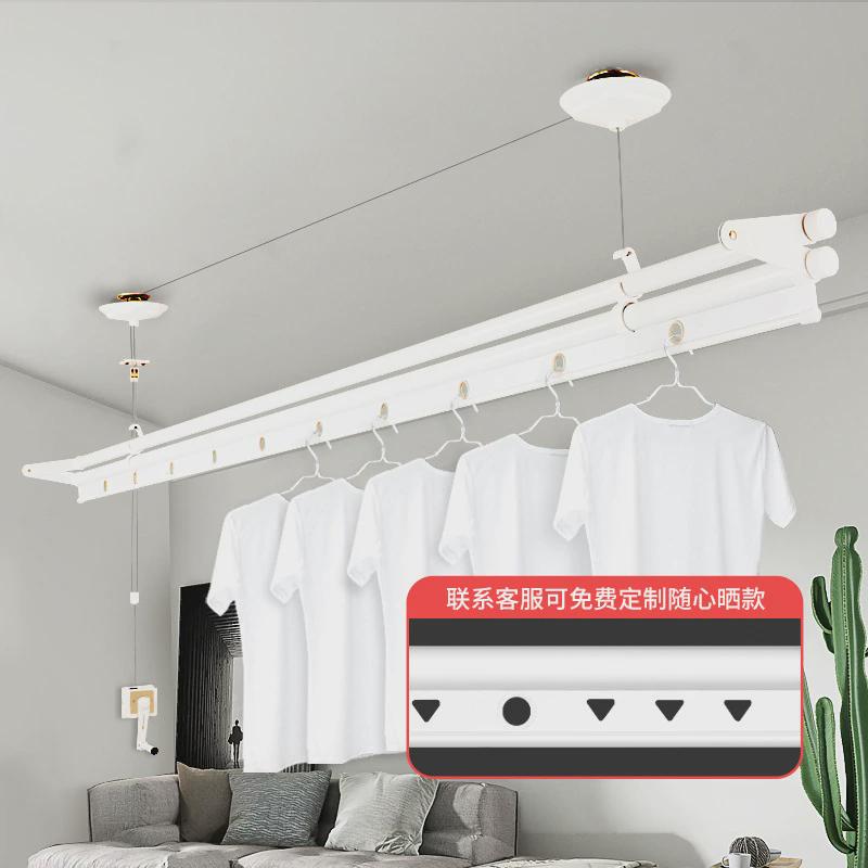 晶颖厂家直供阳台手摇升降晾衣架晒衣架手动晾衣架小阳台靓泳单杆