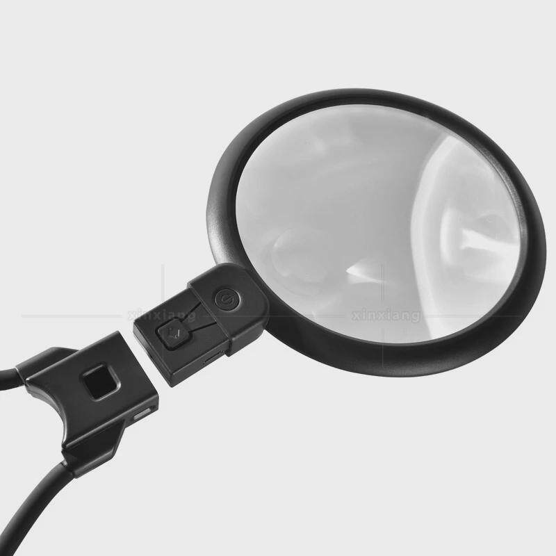 充电款36led三档光源5倍15倍挂脖手持看书老人阅读台式维修放大镜