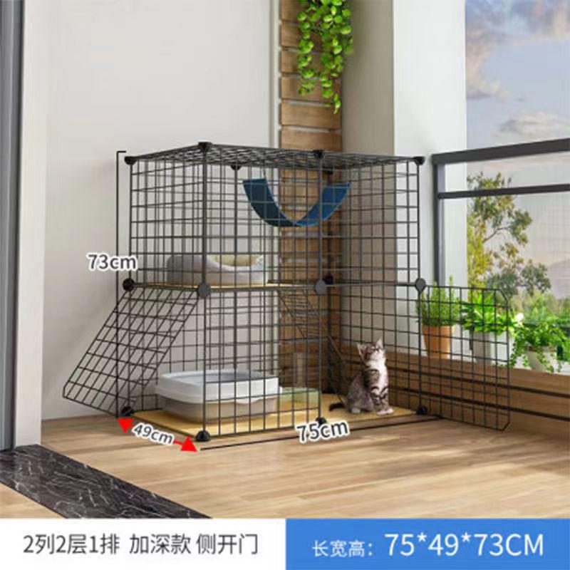 猫笼猫别墅黄色笼子原木色宠物笼子自由组装铁网笼子家用猫舍