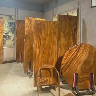 简约现代木胡桃木原木整板实木大板桌茶桌奥坎雨茶台办公桌家具