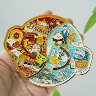 四川全席火锅贴金属滑动贴地图旅行纪念品装饰磁贴