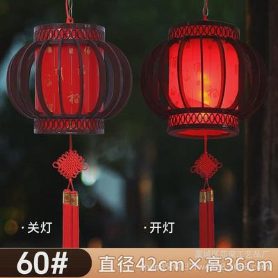 实木旋转灯笼仿古阳台装饰茶楼走廊吊饰木艺led灯源灯笼新年年货