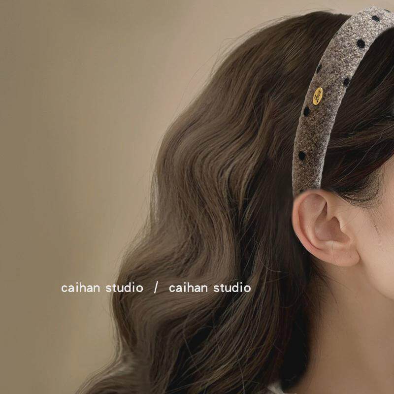 适时时髦~椭圆金标发箍女秋冬波点毛呢窄版压发头箍高颅顶盘发器,家庭/个人清洁工具,盘发器,淘宝优惠券,粉丝福利购,淘宝优惠卷