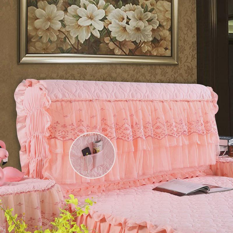 #时尚蕾丝夹棉加厚床头套皮床头软包防尘罩保护套可拆