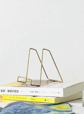 北欧复古极简黄铜书本盘子展示架支架 唱片展台画册陈列架