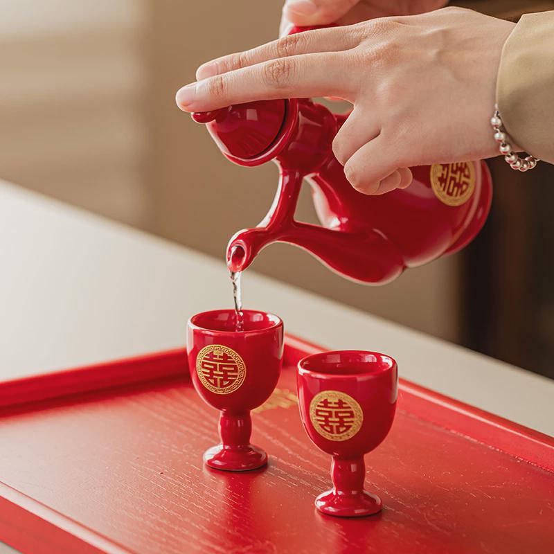 结婚敬酒杯婚礼交杯分酒器套装婚礼宴敬酒壶交杯酒盅中国红酒具