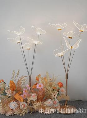 婚庆亚克力5头发光拉丝蝴蝶宴客舞台装饰路引厅场景布置道具