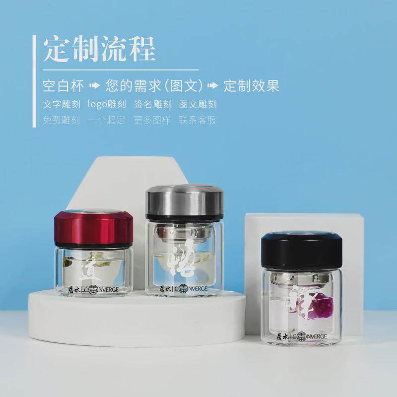 9wor泡茶杯双层玻璃杯女小巧号耐热迷你口袋水杯子100ml便携可爱