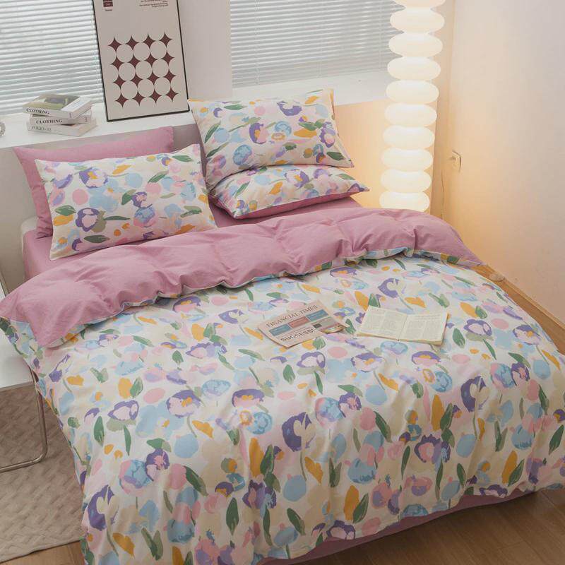 单双全棉四件套印花斜纹厂家直销人床单被套枕套学生床笠式三件套