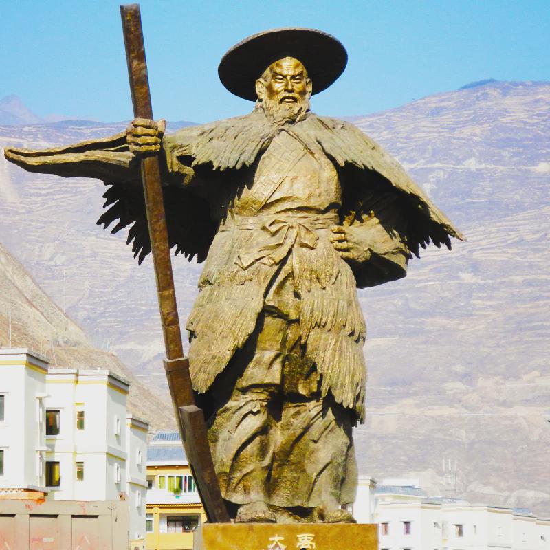 大禹人物雕塑玻璃钢铸铜雕像定制大型广场公园户外园林景观大摆件