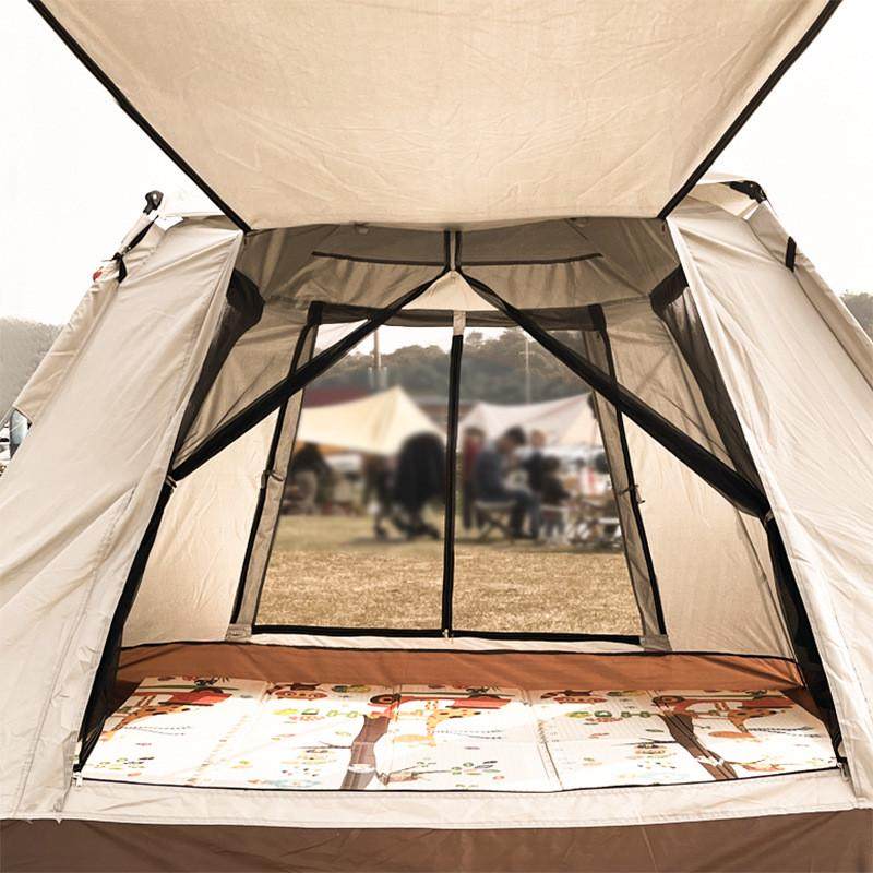 全自动户外帐双层胶家庭公园野外防晒防雨篷野营黑胶露营帐篷批发