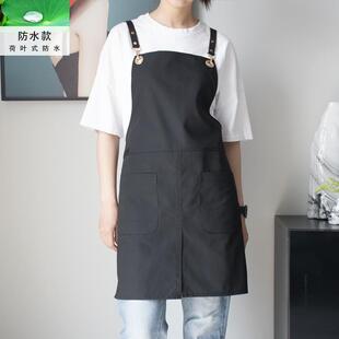 网红围裙开叉工作服北欧服务员厨房女帆布防水时尚男定制logo印字