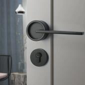 卧室门锁磁吸静音室内简约房门锁实木含门把手锁美式 黄古铜分体锁