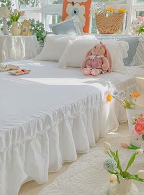 71tx水洗棉床裙单件雪纺床笠带单双床单韩式少女心床罩裙边人防尘