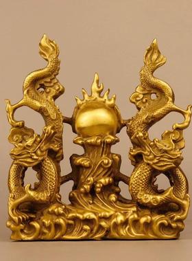 铜龙摆件铜龙腾四海摆件汉龙水龙青龙五爪金龙工艺品家居办公室纯