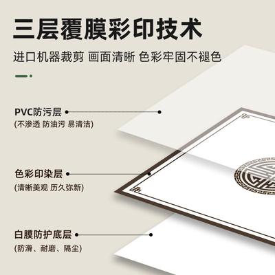 W1TR中式PVC透明软玻璃印花电视柜桌垫餐桌布茶几垫防水防油