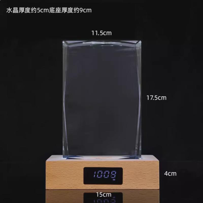摆件水晶纪念品商务礼品水晶发光高端木质底座水晶内雕工艺品厂家