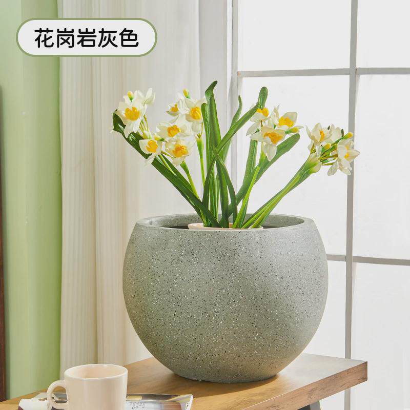 镁大号花盆简约圆球客厅商场室内外落地泥绿植盆栽水泥