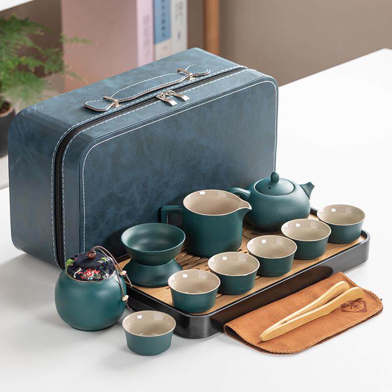黑陶功夫茶具侧把整套家用户外旅行伴手礼品套装便携式简约日式壶