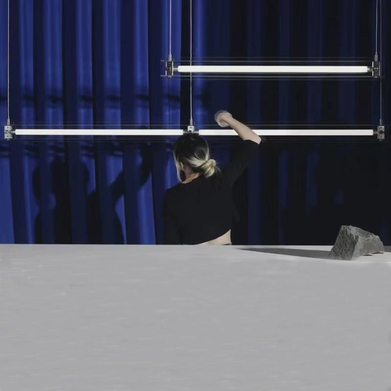 极简长条餐厅灯马扎岛台工作室灯设计师吧台书房餐桌玻璃一字吊灯