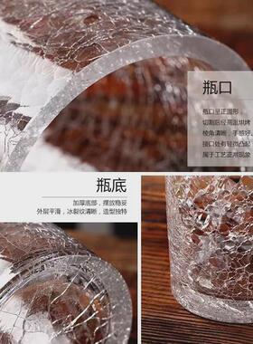 养竹子花瓶玻璃透明富贵竹竹银柳大号40cm高碎冰裂纹50cm冰裂