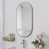 北欧简约铝合金化妆镜椭圆形镜卧室浴室镜子免打孔卫生间洗手间