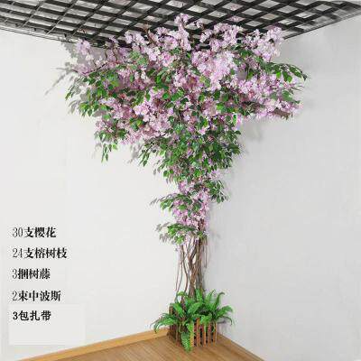 仿真树叶室内客厅装饰假叶子树藤榕树藤蔓枫叶墙面墙角仿真叶藤条
