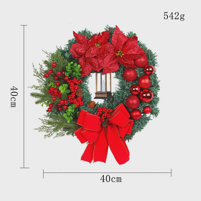 港之恋christmas装饰品家居油灯带红花圣诞前门装饰场景花环