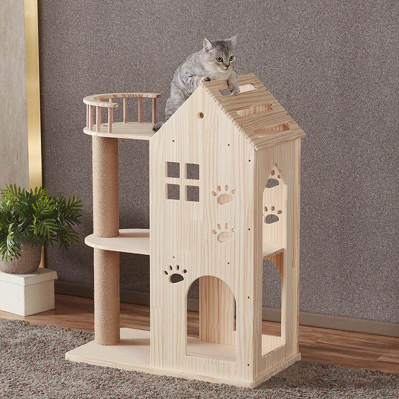 猫爬架实木大型猫窝屋树一体房子猫咪别墅猫抓柱板跳台宠物玩具