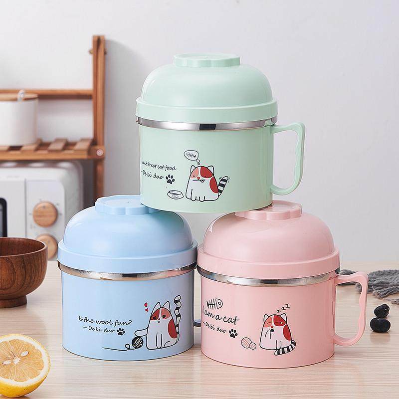 304不锈钢泡面碗带盖汤碗泡面杯沙拉碗饭碗食堂饭盒快餐杯大容量,家装主材,台上艺术碗盆,淘宝优惠券,粉丝福利购,淘宝优惠卷