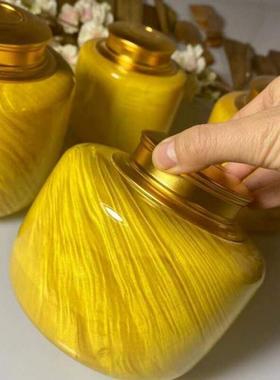 金丝楠木大叶楠木茶叶罐实木水波纹普洱茶罐收纳罐送礼佳品