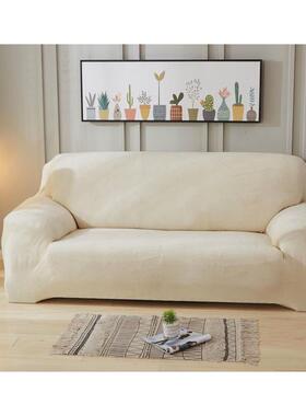 6b76加厚毛绒一体式通用皮沙发套罩全包弹力扶手灰色垫老式皮盖布