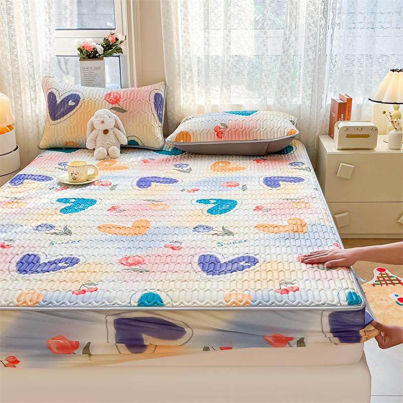 0wyv乳胶床笠夏季凉可冰丝凉席三件套席梦思床垫保护套防尘罩套感,床上用品,床裙,淘宝优惠券,粉丝福利购,淘宝优惠卷