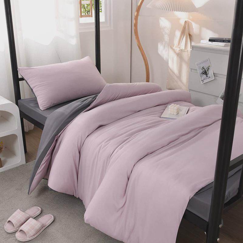 水洗棉三件套纯色床单学生宿舍六件套被套撞色大学高中寝室褥子垫