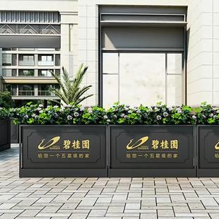 户外不锈钢花箱市政铁艺组合花槽种植箱商业街房地产隔断花坛移动