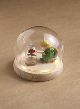 小王子的玫瑰花玻璃罩摆件婴儿脐带胎发保存盒纪念品女生生日礼物