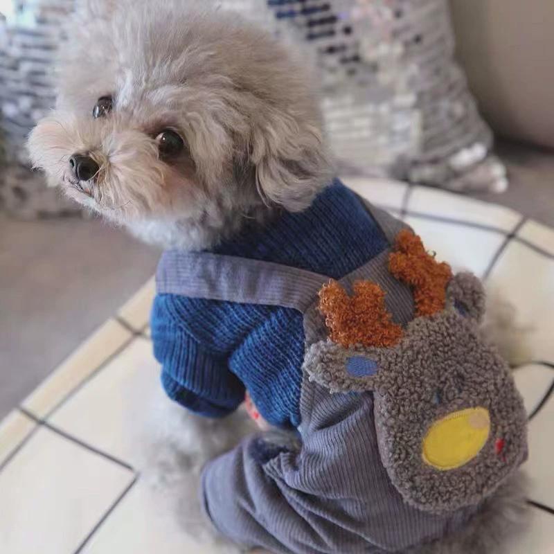 狗狗衣服秋冬小鹿保暖背带裤柯基泰迪猫咪小型犬宠物服饰