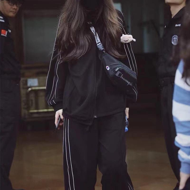 宽松跑步休闲运动套装女春秋学生韩版显瘦大码时尚两件套ins